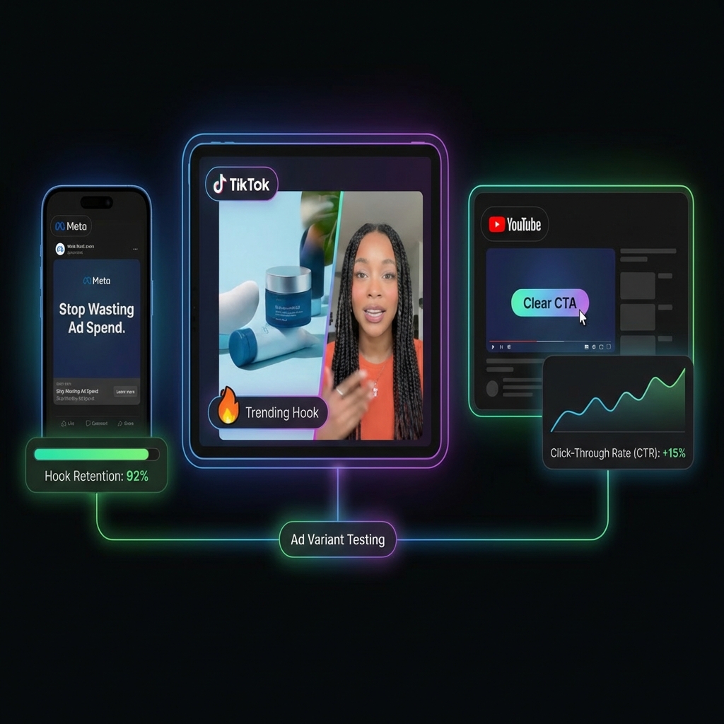 Ad creative variants testing dashboard