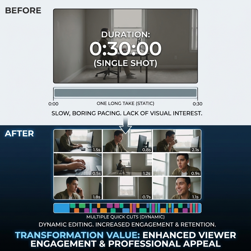 Pacing comparison before and after editing